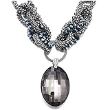 3) Peso total: 98g iMETACLII Multi Capas Nudo Cadena Babero Gargantilla Choker Fiesta Statement Colgante con Grande Colgantes Oval Cristal Collar