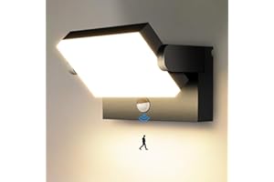 ‎KINGWEN Kingwen 40W Wandleuchte Außen 3000K LED Wandleuchte Aussen/Innen LED Modern Außenleuchte Schwarz Bewegungsmelder mit 360°Schwenkbar Panel Außenwandleuchte Wasserdicht IP65,für Garten Garagen