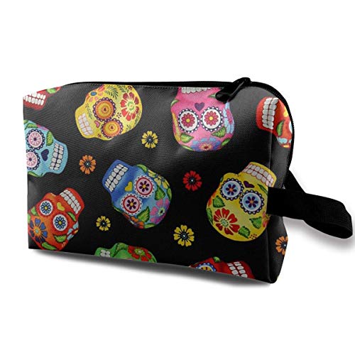 TRFashion Sac à cosmétiques de Voyage Cantina Skulls Black Toiletry Travel Bags Portable Cosmetic Bags Women’s Waterproof Storage Bags
