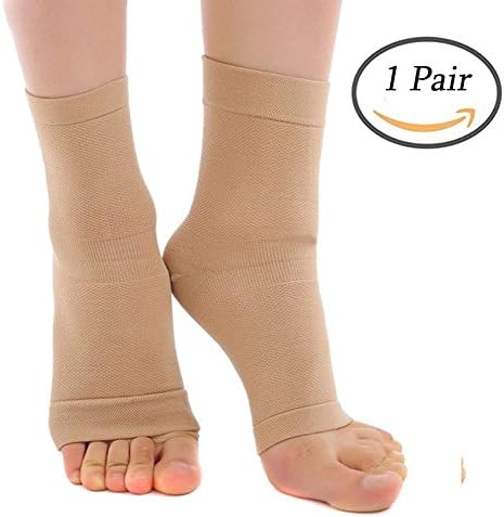 Compression Socks Open Toe for Men &amp; Women, Plantar Fasciitis Socks Foot Sleeves, Arthritis Pain Relief , Encourage Circulation, Improve Shin Splints (1 Pair Nude, M)