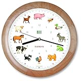KOOKOO KidsWorld Madera, Reloj de Pared Genuino, Sonidos de Animales Naturales, 12 Animales de...