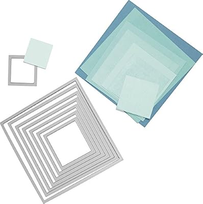 Sizzix 18657565 Big Shot Squares Framelits Set de 8 Matrices de Découpe pour Machine Plastique Multicolore 16 x 1 x 25 cm