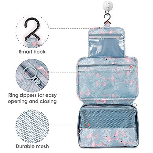 Preisvergleich Produktbild Reise Hängen Kulturbeutel Aufbewahrungstasche, Tragbare Große Kapazität wasserdichte Kosmetiktasche, Folding Organizer Kulturbeutel Für Frauen Mädchen Kinder (Flamingo)