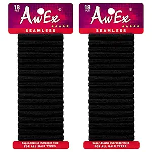 AwEx Black Hair Ties,36 PCS,Small Hair Scrunchies,Super-Elastic Pony O Hair Accessory,Cotton Scrunchie Holder,Ponytail Holder No Crease
