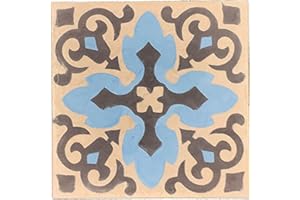 ARTIGIANATO VULCANO Mattonella Marocchina Quadrato, cm 20x20, 1,4-1,7 di spessore, 25 PZ per m², Dipinto, Ceramica, Pavimento, Personalizzabile in vari colori, Incollate