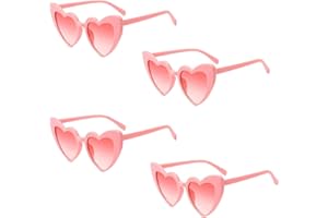 Epokus Lunettes de Soleil Coeur,4PCS Lunettes Coeur pour Femmes Hommes, Lunette de Fête Rétro, UV400 Protection Lunettes Forme de Cœur pour Shopping, Voyage, Fête en Plein Air