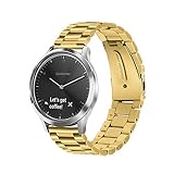 YockTec Garmin Vivomove HR Band Armband-Edelstahl Mesh Armband Ersatzarmband /Uhrenarmband mit einzigartigen Smart Magnet Verschluss für Garmin Vivomove HR Sport Fitness Uhr (Gold)