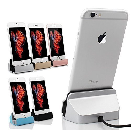 charmi charge sync stand usb desktop dock cradle for apple iphone xs max xr x 8 7 6s 6 plus se ipad mini air (color may vary)- White