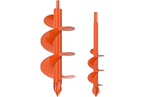 BeneLabel 2pcs Auger Drill Bit Garden, 23x4.1cm & 31x10cm Post Hole Digger Bulb Planting Digging Tool Extended Soil Earth Ground Spiral Shaft for Bedding/Seeding/Fence Mailbox Post, Suits 10mm Hex