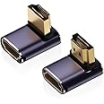 KWSLIN 2 Pack 8K HDMI 2.1 Right Angle Adapter, HDMI 90 Degree Adapter, 48Gbps HDMI Male to Female Adapter Extender Connector for Laptop, DVD, TV, Monitors, Up and Down Angle HDMI Adapter Style