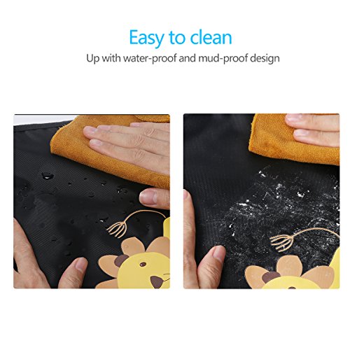 Auto Kick-Pad Rückenlehnenschutz 2 Stück für kinder rücksitz organizer. Ideal für die Speicherung Ihrer Baby-Feuchttücher Windeln Spielzeug Lebensmittel Töpfe und Getränke Multipocket [2 Stück] Elefant und weiß Fußabdruck von WEINAS - 6