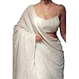 Flosive Women's Thread Sequence Work Georgette Saree With Blouse