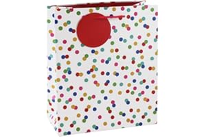 Clairefontaine 26988-3C - Un Sac Cadeau Excellia- Format Moyen - 21,5x10,2x25,3cm - 210g - Motif : Pois Multicolors Sur Kraft- Emballage, Idéal pour : Livre, Jeu, Petits cadeaux