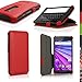 Produktbild igadgitz Premium Folie Rot PU Ledertasche Schutzhülle für Motorola Moto G 3. Generation 2015 XT1540 (G3) Case Cover mit Multi-Winkel Betrachtungs + Auto Sleep/Wake + Displayschutzfolie