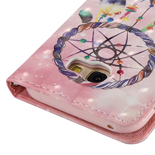 KSHOP Für Samsung Galaxy A5(2017) Lederhülle Schutzhülle Full Body Schutz Tasche Case, Stilvoll Mode [Bunt Muster] Flip Wallet Case Slim PU Leder Cover Tasche Handy Case Schutz Hüllen im Bookstyle Handyhülle Ledertasche mit Stand Funktion Kartenfächer Magnetverschluss Magnet Etui Schale Schutzhüllen Handytasche Displayschutzfolie 3D geprägte Malerei 3D embossed painting + Metall Stift Stylus Pen Rose – Rosa Campanula Quaste - 5