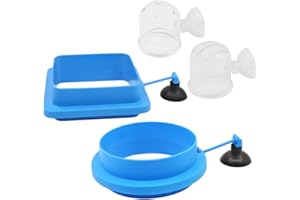 BOERNI Aquarium Fish Feeder Set,2 Pcs Fish Feeding Ring and 2 Pcs Acrylic Floating Bloodworm Feeding Cup for Fish Tank Accessories