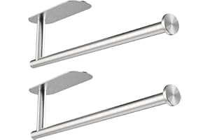 VILCEN Portarrollos de Cocina sin taladrar, Soporte Papel Higienico Porta Rollos Papel Cocina Pared Adhesivo o Taladro, Soporte Rollo Papel Cocina (Silver)