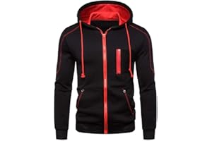 VANVENE Męskie polarowe bluzy z kapturem, jednokolorowe, zamek błyskawiczny, bluza