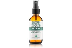 Alteya Organic Eau de rose blanche bulgare 60 ml Spray Bioglass - Certifiée 100% organique USDA, pure, naturelle, Eau florale distillée, Vendue directement par le producteur et le distillateur