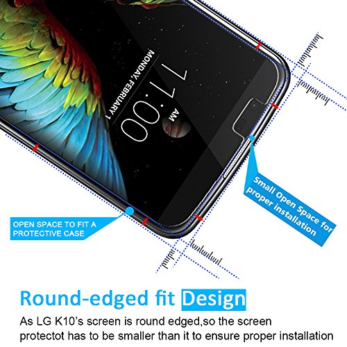  2 Pack  LG K10 Protector de Pantalla  iVoler  0 3mm Dureza 9H  Protector de Pantalla de Vidrio Templado Cristal Protector para LG K10 -Dureza de Grado 9H  Espesor 0 30 mm  2 5D Round Edge- Ultra-trasparente   Anti-golpe   Ajuste Perfecto   No hay Burbujas - Garant  a Incondicional de 18 Meses