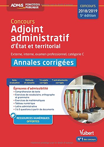 Télécharger Concours Adjoint administratif - Catégorie C - Annales corrigées État et territorial - Concours 2017-2018 Gratuit