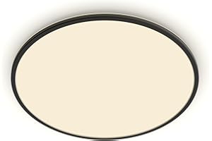 Plafonnier extérieur PHILIPS LED Superslim 15W [Blanc chaud - Noir] Résistant à l'eau IP54, pour éclairage de jardin, patio et terrasse.