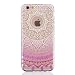 Produktbild iPhone 6 Handyhülle, iPhone 6s Hülle, MUTOUREN Durchsichtig Schutzhülle Durchsichtig TPU Silikon Case Cover Ultradünne Etui Crystal Transparent Weich Flexibel Rückdeckel Kratzfeste Stoßdämpfende Indische Sonne Henna Mandala, Hell Lila