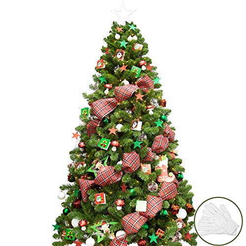 BusyBee Árbol de Navidad Artificial de 210 cm con 360 Luces LED y 152 Decoraciones navideñas Que animan la Navidad, incluidos los artilugios del árbol de Navidad Luces de Cadena LED USB