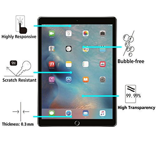 iPad Pro 12.9 Zoll Panzerglas Schutzfolie, iVoler® Premium Panzerglasfolie folie Displayschutzfolie Hartglas Gehärtetem Glas DisplayPanzerglas Schutzfolie Displayschutz Tempered Glass Screen Protector für Apple iPad Pro 12.9“- 0,3mm Dünn, 9H Härtegrad, 2.5D Abgerundete Kanten – [Kratzfest][Hohe Transparenz] [Fingerabdruck-frei][Blasenfrei]-Lebenslange Garantie - 3