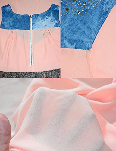 Damen Sommerkleid A-Linie Kurz Ärmellos Elegant Strandkleider Kleid Rock Partykleid Cocktaikleid - 6