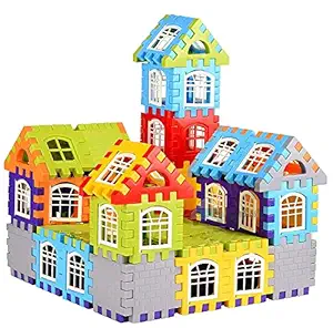 FABITON My Happy House Building Blocks Toy for Kids Boys and Girls 2 4 6 Year Old ( 72 Block & 35 Windows )