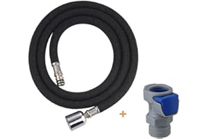 URPIZY Grifo de cocina manguera de 1,5 m, giratorio 360°, extensible, de nailon trenzado, conector G1/2, cabezales de metal, flexible, duradero, fácil de instalar, para fregadero, lavabo, color negro