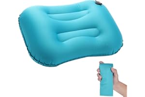 PIUMOJ Cuscino Gonfiabile da Campeggio, Cuscino da Viaggio Ultraleggero, Cuscino Gonfiabile Comprimibile Impermeabile Comodo Cuscino da Spiaggia, Ideale per Campeggio, Escursioni, Spiaggia, Verde