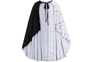 Carnavalife Capa Cruella Devil Mujer, Peluca Blanca y Negra Cruella de Vil Disfraz, Guantes Rojas Largas y Cigarro Cruella Devil para Disfraz Dalmata Adulto Mujer Halloween