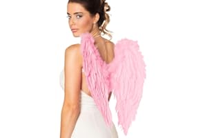 PARTY BUZ WE VALUE YOUR TRUST Angel Fairy Wings Costume Fancy Dress Large Black/ White/ Red/Rainbow/Pink Deluxe Real Feathers WINGS/ feather BOAS/ HALO (Baby Pink Wing)