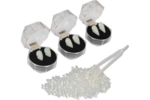 TBAY 3 Paris Vampire Fangs Teeth with Teeth Pellets Adhesive for Halloween Party Cosplay Props Costume Party Favors Dress Up