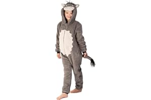 Wunsy Kid's Donkey Onesie Costume for Boys or Girls in a Soft Fleece All-in-One with a Tail In Childrens Sizes 2-13 Years