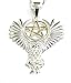 Produktbild Flying Messenger Eule mit Pentagramm – 925 Sterling Silber Halskette Anhänger vergoldet mit 45,7 cm Silber Kette – in schwarz Samt "Lisa Parker Geschenk Tüte