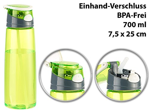 PEARL sports BPA-freie Kunststoff-Trinkflasche mit Einhand-Verschluss, 700 ml, grün - 7