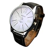 Herren-Armbanduhr mit Lederarmband,Pottoa Luxus Mode Leder Mann Glas Quarz analoge Armbanduhr Uhren Modische Armbanduhr für Männer (Schwarz 2#)