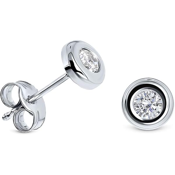 Orecchini doppi con zircone e pallina in oro bianco - Sari Gold