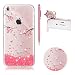 Produktbild iPhone 7 Hülle Silikon Transparent,SKYXD Durchsichtig Glitzer Kristall Rhinestone Strass Schutzhülle Weiche TPU Handyhülle mit [ Rot Krone Staubstecker + Eingabestift ] Handytasche Klar Zurück Haut Fall Etui für Apple iphone 7 Ultra Slim Thin 3D Shine Crystal Bling Diamant Rhinestone Back Cover Skin Bumper Case - Kirschblüten