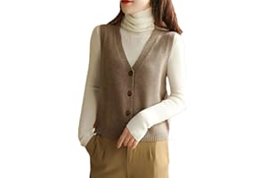 ALLOAONE Cárdigan De Punto Sin Mangas para Mujer, Chalecos Informales con Cuello En V, Chalecos Básicos Individuales