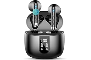 DRSAEC Ecouteurs Bluetooth sans Fil, Écouteurs Bluetooth 5.4 2025 Écouteurs sans Fil avec 4 ENC Réduction de Bruit Mic, IP7 Étanches Oreillette Bluetooth 56H Stéréo USB-C Casque Bluetooth pour Sport/Travail