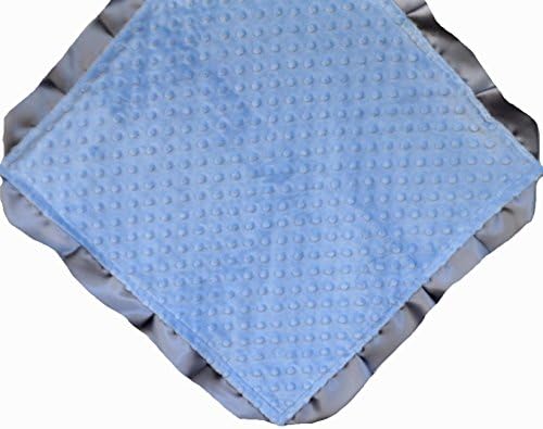 Cozy Wozy Signature Minky Lovie Sized Baby Blanket with Satin Trim Lovie, Light Blue/Silver, 18 x 18 by Cozy Wozy