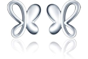 MicVivien Pendientes de plata de ley 925 con diseño de mariposa para mujer