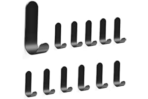 Feligio 12 Stück Haken Selbstklebend, Klebehaken Edelstahl SUS304, Wasserdicht Rostfrei Starker, Handtuchhaken Ohne Bohren für Küche Bad Wand Aufhänger Schwarz