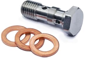 PrecisionGeek® Banjo Bolt dubbel M10 x 1,00 mm L = 29 mm - hydraulisk koppling i rostfritt stål 303 för bromsning och motorfo