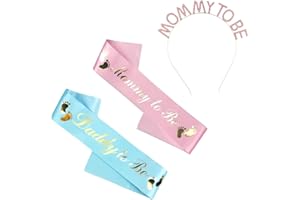 SJBAUTYO 3 pezzi Decorazione per baby shower,Baby Shower Mamma Accessori per capelli,Sash per baby shower, futura mamma, decorazione per festa di benvenuto del bambino