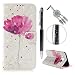 Produktbild iAdvantec J7 Duo 2018 Hülle Case, Filp PU Leder Wallet Handyhülle Flipcase : Bookstyle 3D Gemalt Tasche Brieftasche Schutzhülle für Samsung Galaxy J7 Duo 2018 in Lotus + Anti Staub Stöpsel + Stylus